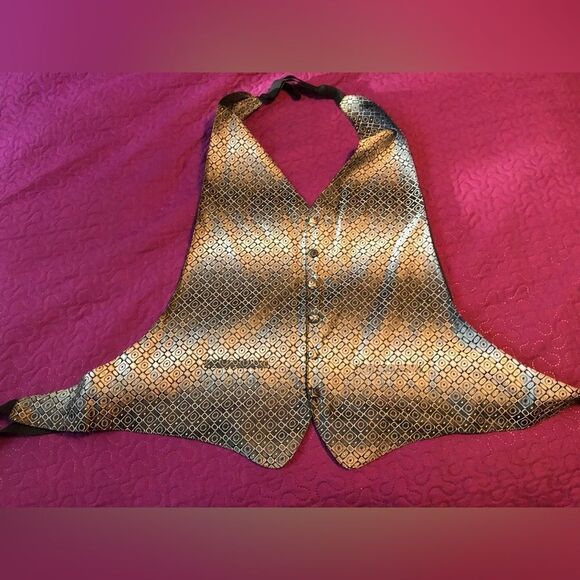 Philp Stewart tux vest -- light gray W/ a gold tone  in certain lights - Picture 1 of 7